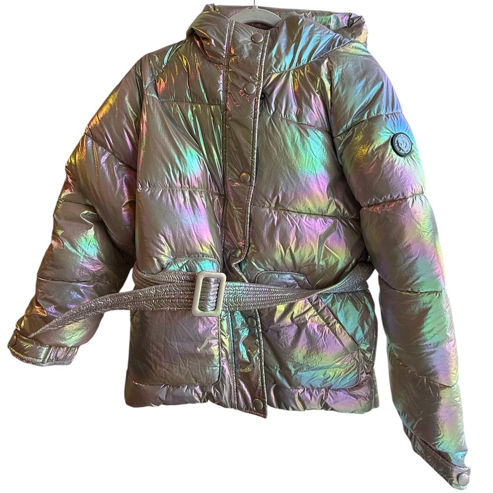 NOIZE champagne hooded and belted puffy jacket Size:M - Picture 4 of 10